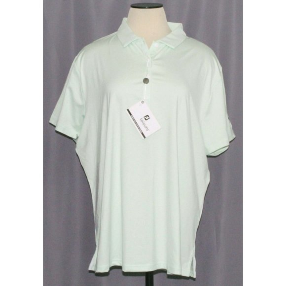 NWT FootJoy FJ Mint Green Golf Polo Shirt Women's Size 2XL Embroidered Sleeve